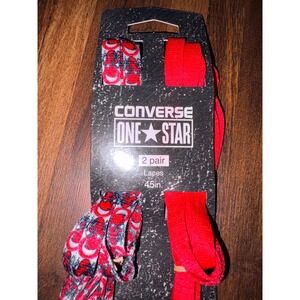 Converse One Star Shoelaces 2 Pair Red Skull Print Flat Laces 45 Inch 2005AA25